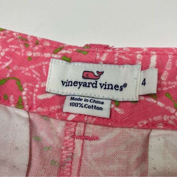 Vineyard Vines | Pink Fish Pattern Shorts Summer Colorful Vacation 100% Cotton 4 - Picture 5 of 7